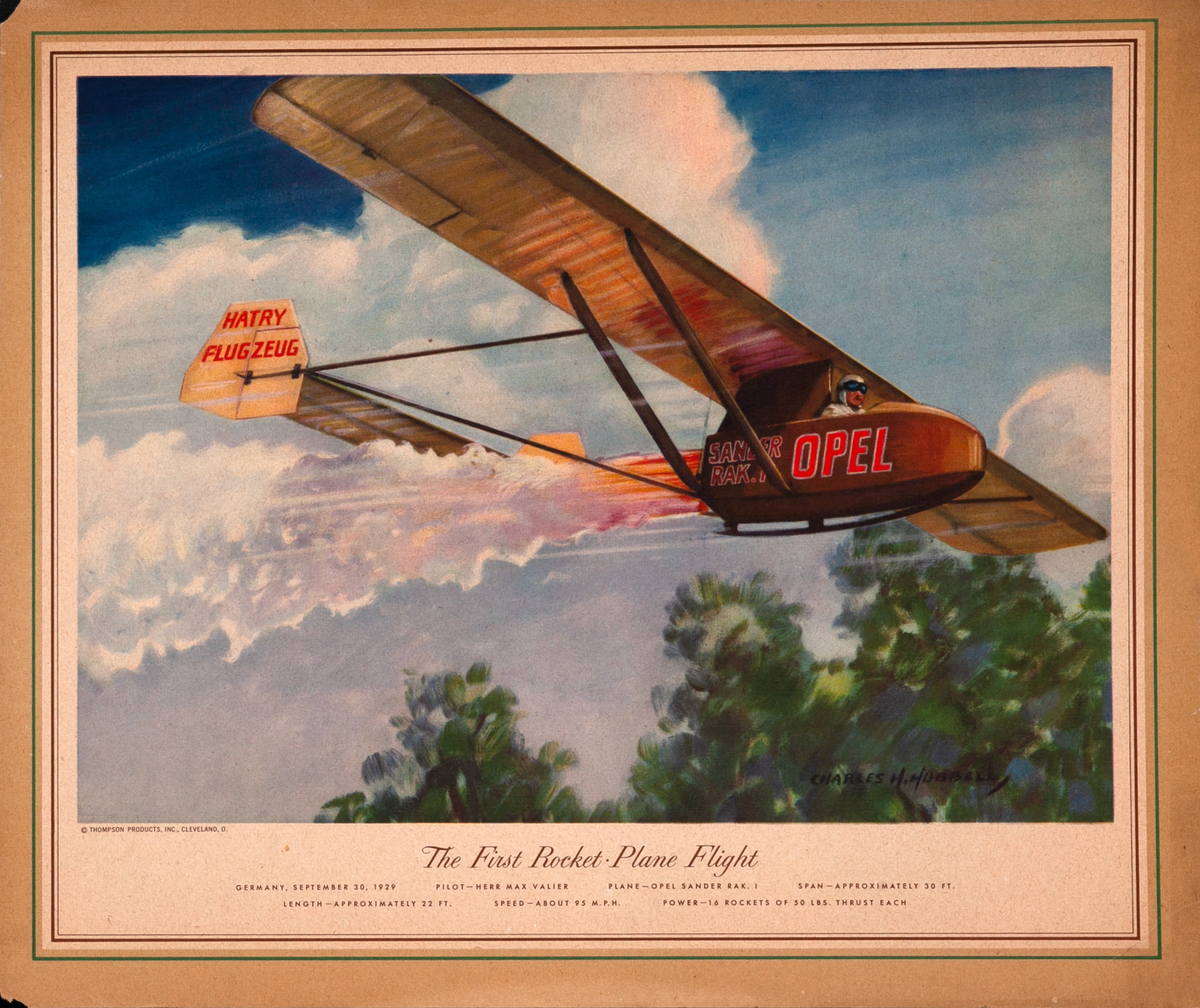 Vintgage Aviation Print First Rocket Plane Flight 1929