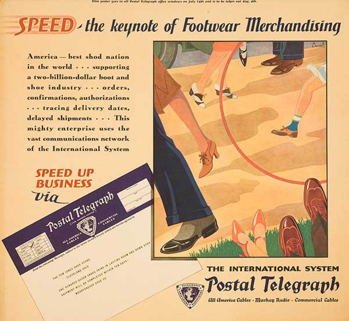 Postal Telegraph Original Poster Footwear Merchandising