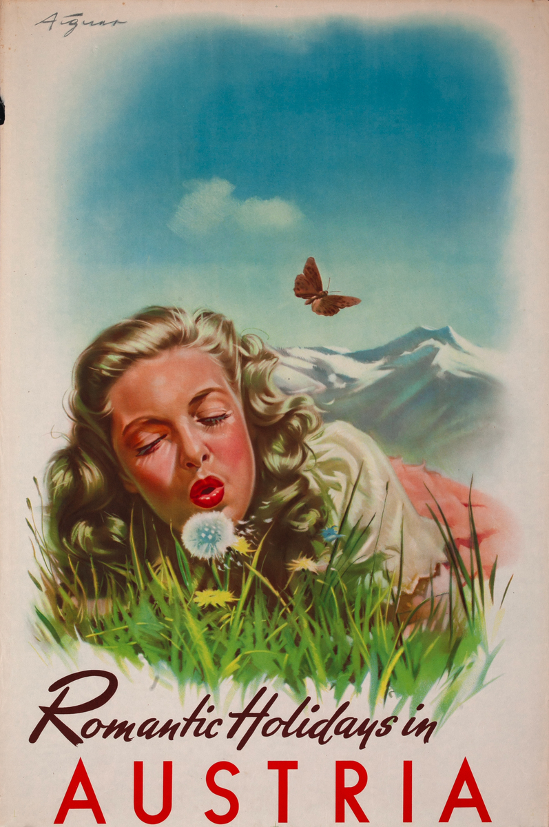 Original Vintage Austria Travel Poster Romantic Holidays