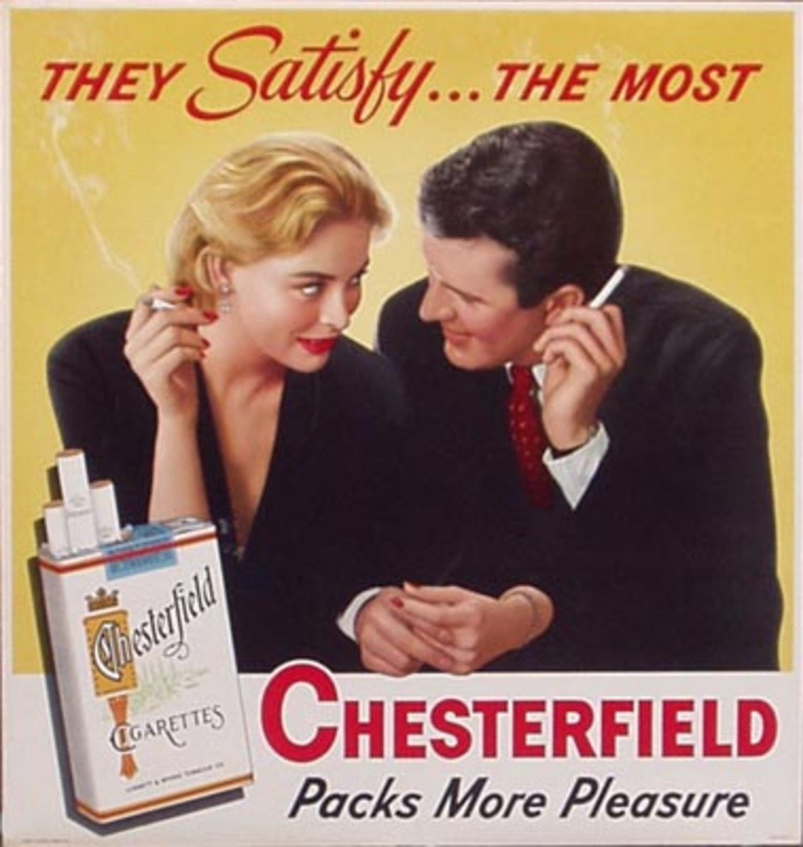 Original Chesterfield Cigarette Poster They Satisfy The Most