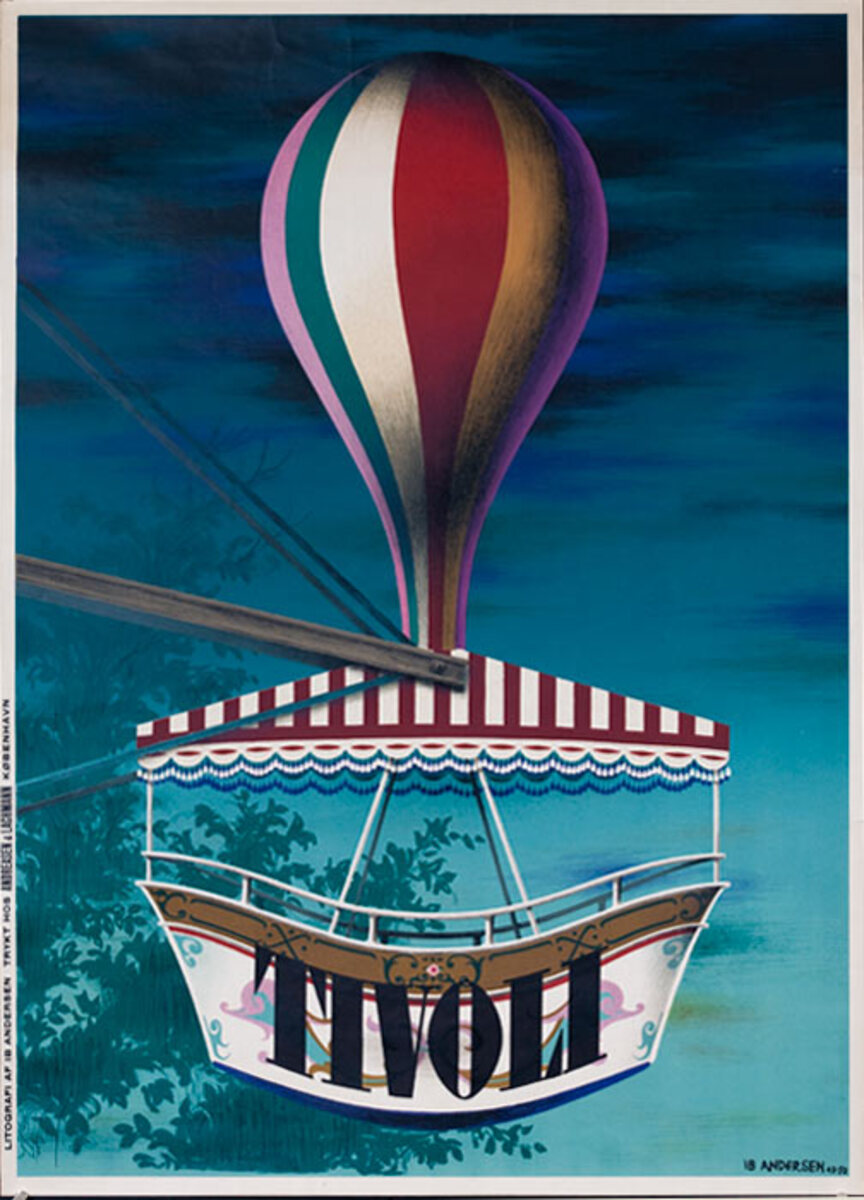 Tivoli Gardens Denmark Original Danish Travel Poster