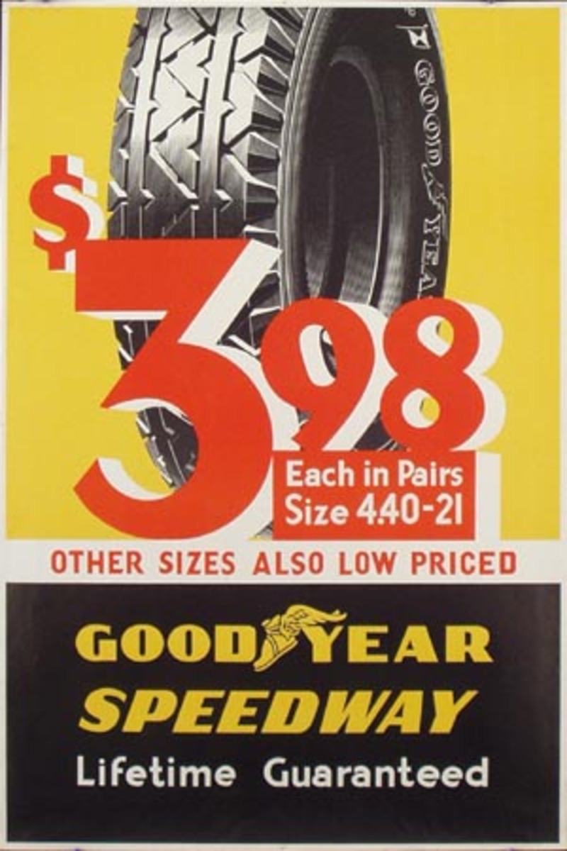 Goodyear Tires Original Advertising Poster $3.98 each