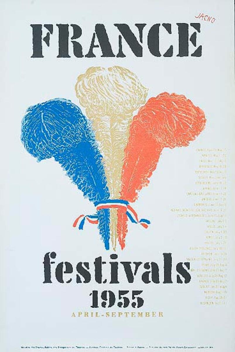 France Festivals 1955 Original Travel Poster