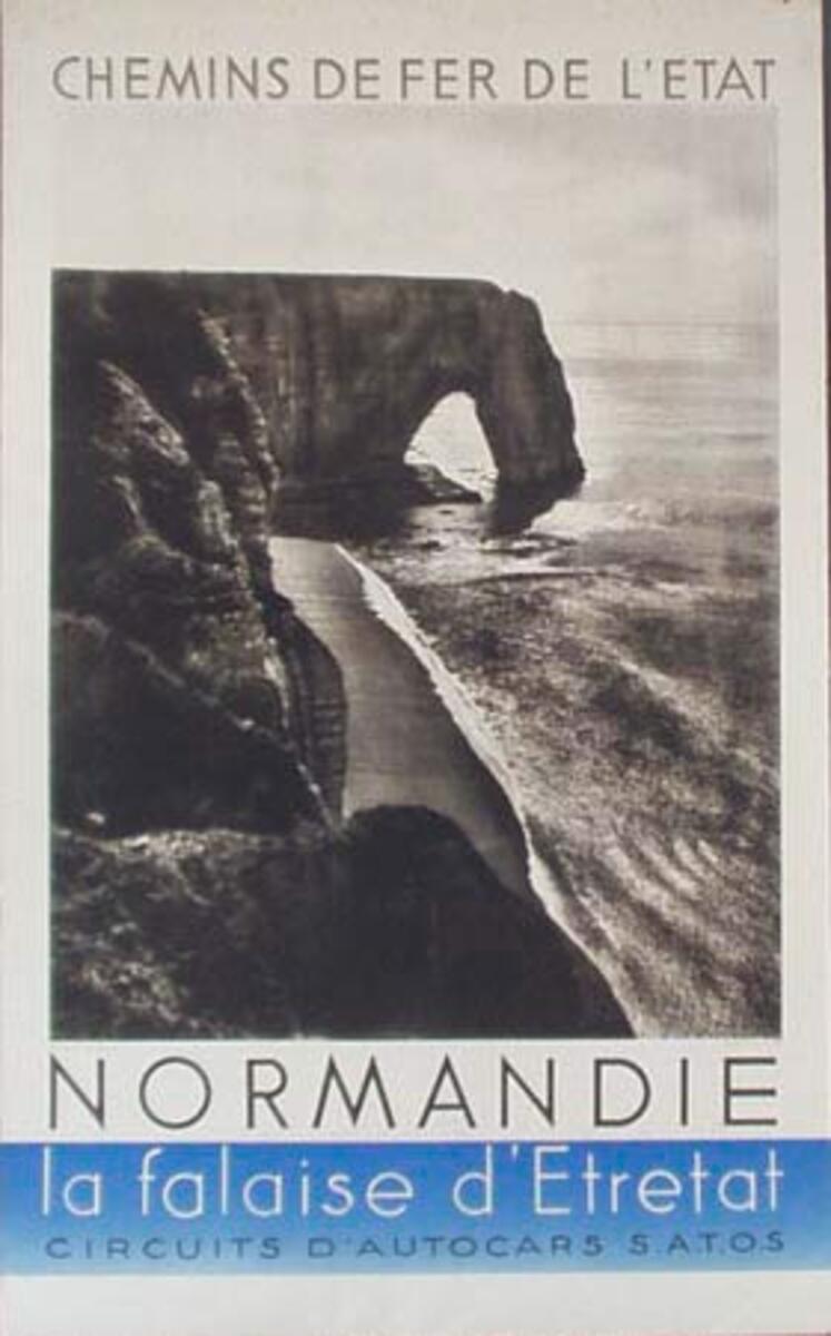 Vintage French Original Vintage Travel Poster Normandie (b&w photo)