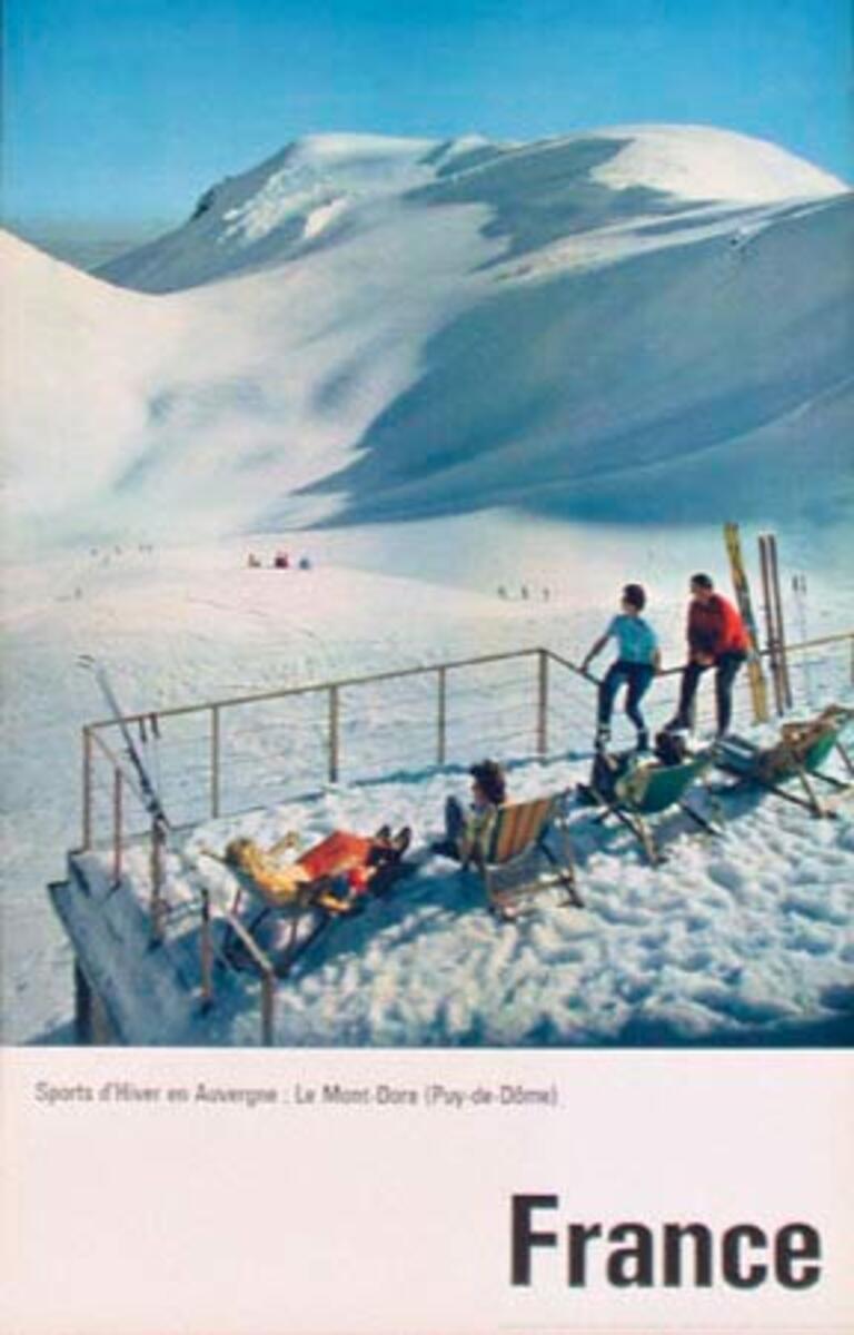 Sports d'Hiver en Auvergne Winter Sports Le Mont Dore Original Vintage French Ski Travel Poster