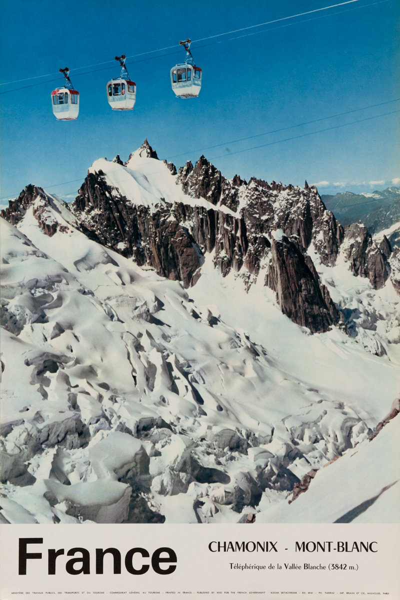 France Chamonix Mt Blanc Original Vintage Ski Travel Poster