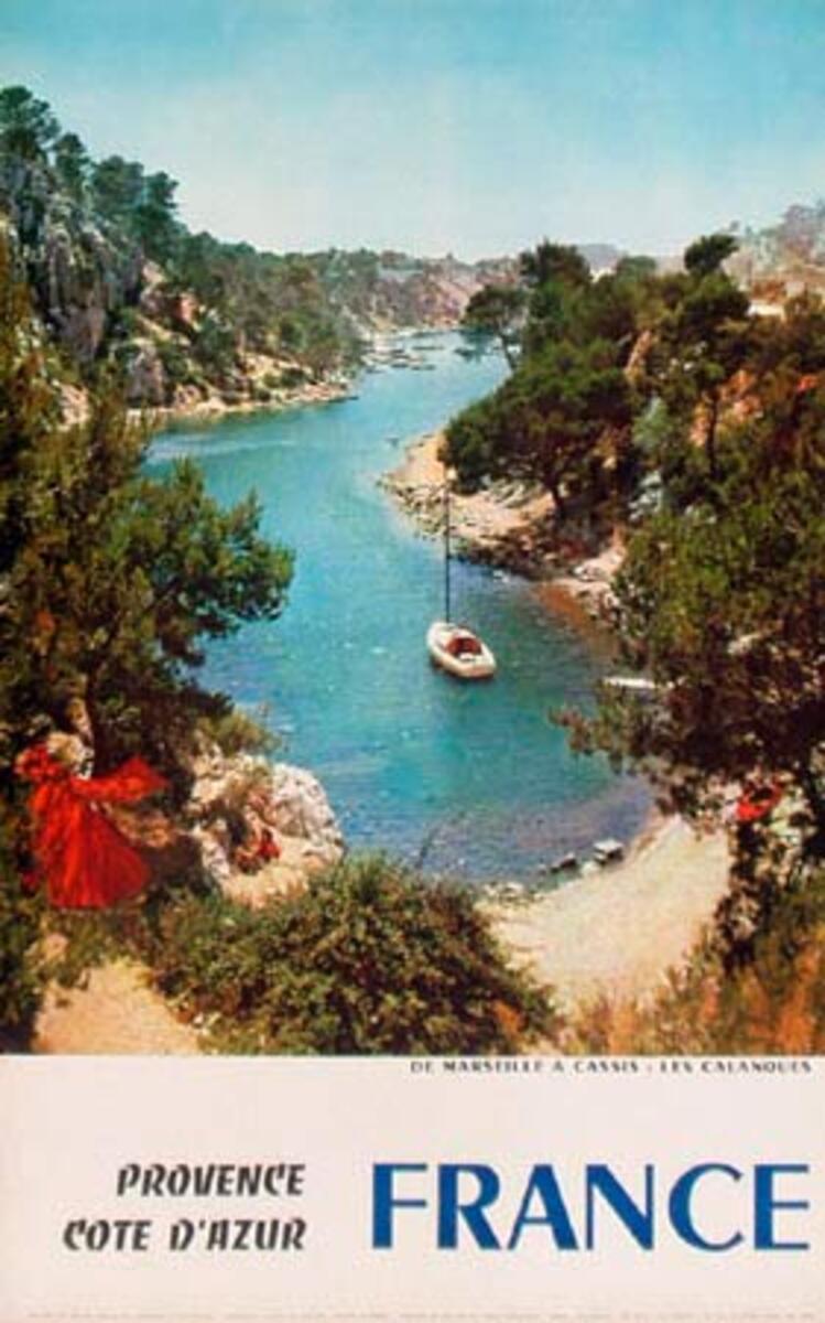 Provence Cote d'Azur France Camping Original Vintage French Travel Poster