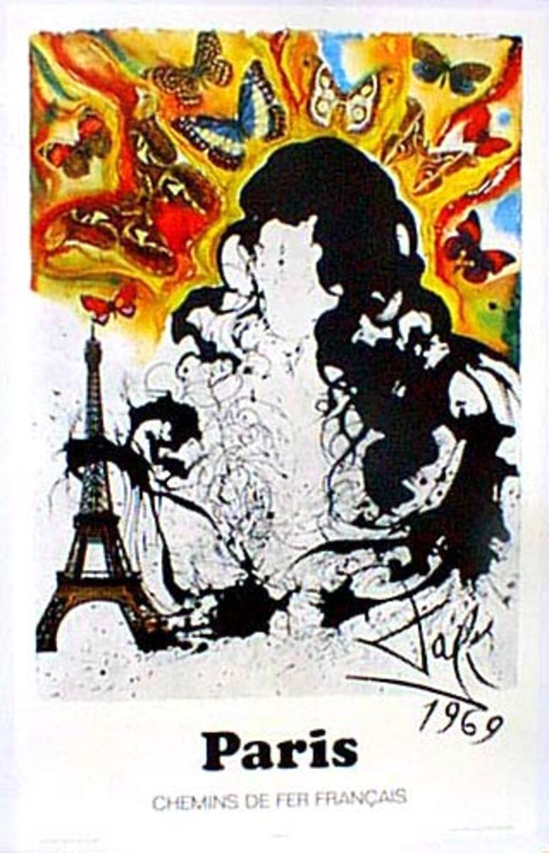 France Original Vintage Travel Poster Dali Paris
