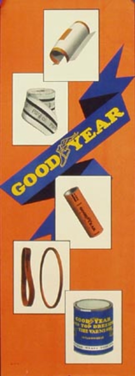 Goodyear Tires Original Advertising Poster rubber parts