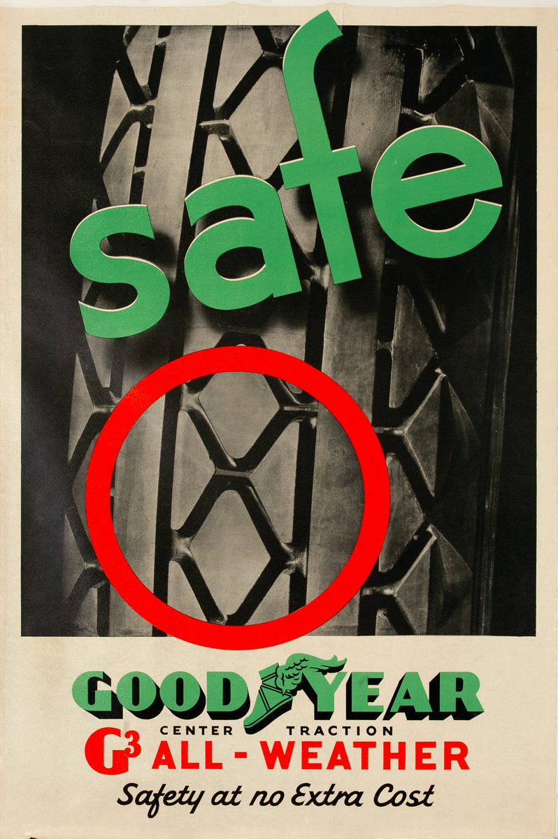 Goodyear Tires Original Advertising Poster Safe all weather