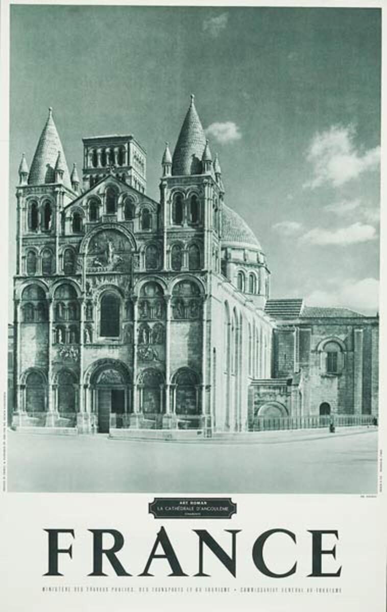 French Travel Poster Chateaux Charente Cathedral photo