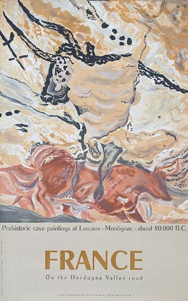 Prehistoric Cave Pantings France on the Dordogne Valley Original Travel Poster