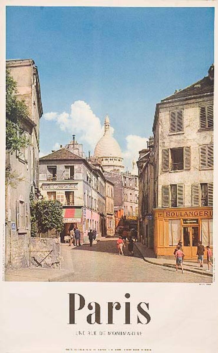 Street of Montmarte Paris Original French Travel Poster