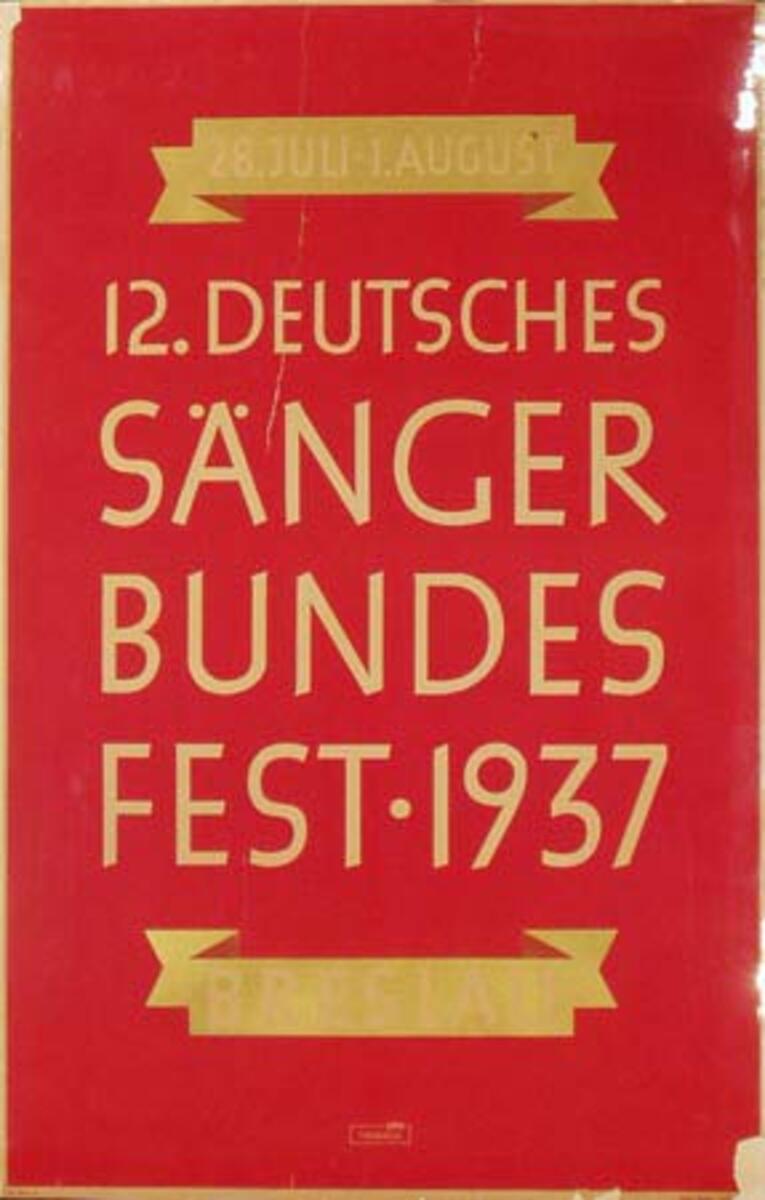 German Music Festival 1937 Original Poster