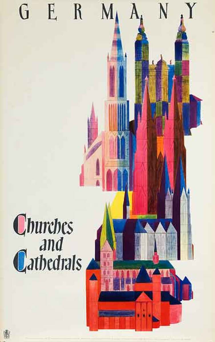 Churches and Cathederals Original German Travel Poster