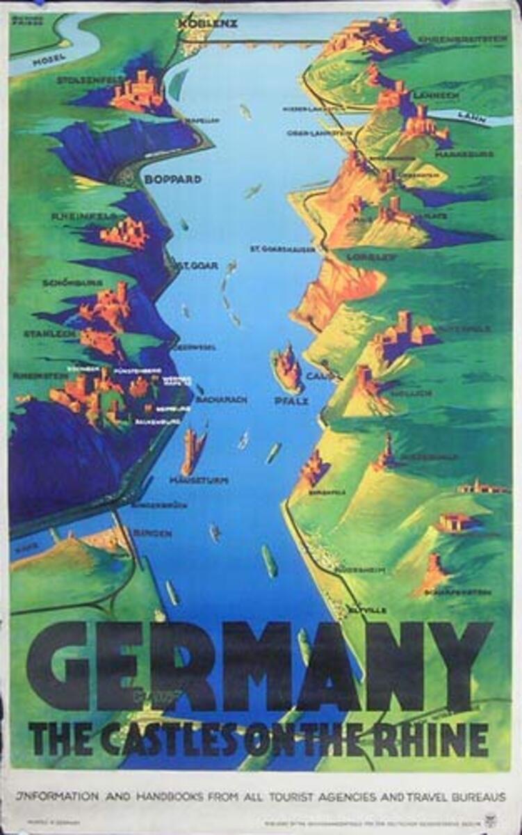 Germany Castles Original German Travel Poster