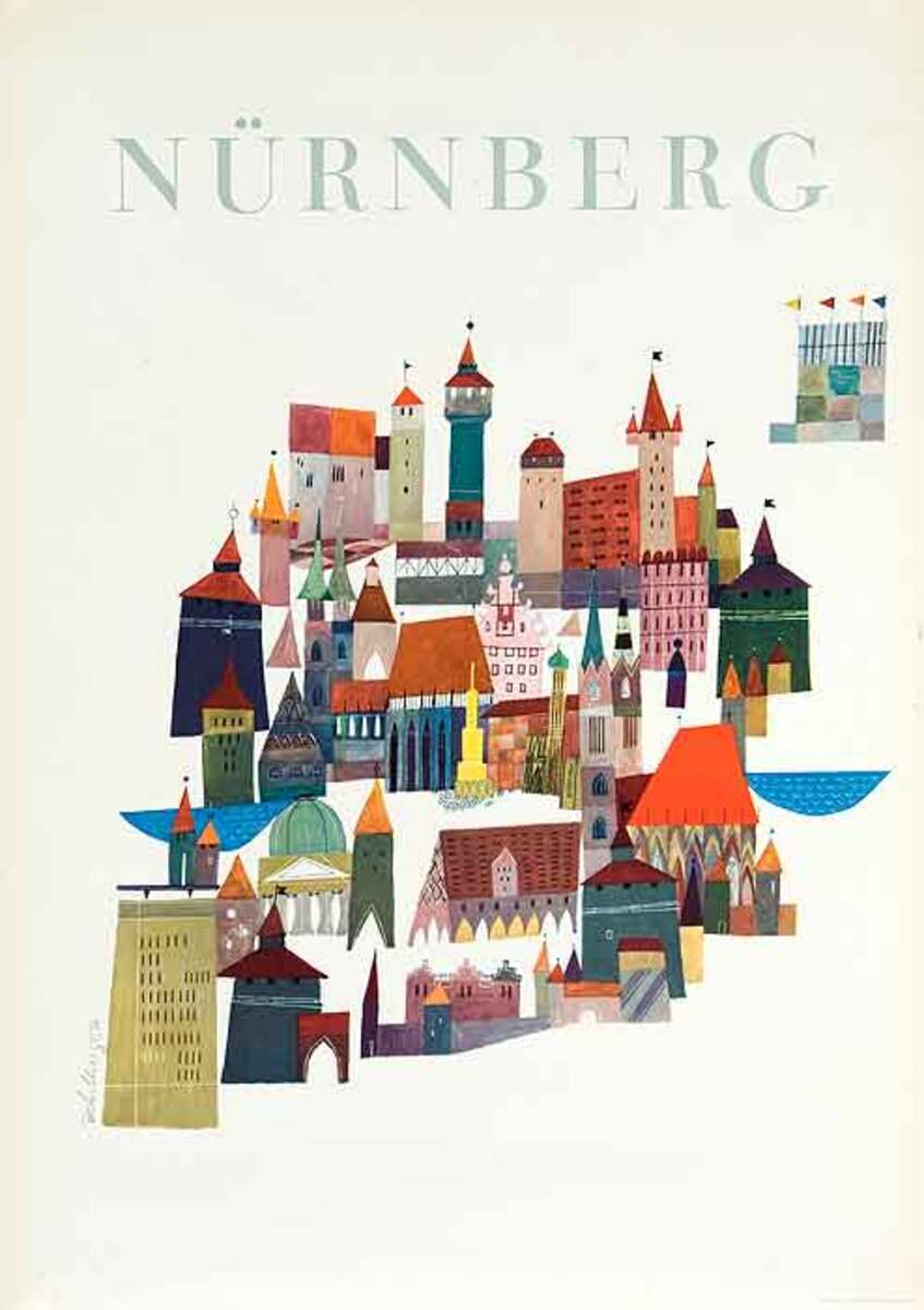 German Original Travel Poster Nurnberg