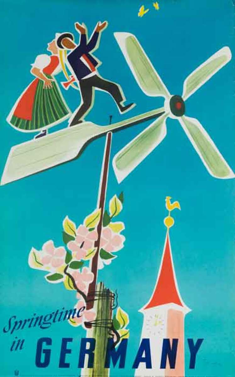 Springtime in Germany Weather Vane Original German Travel Poster