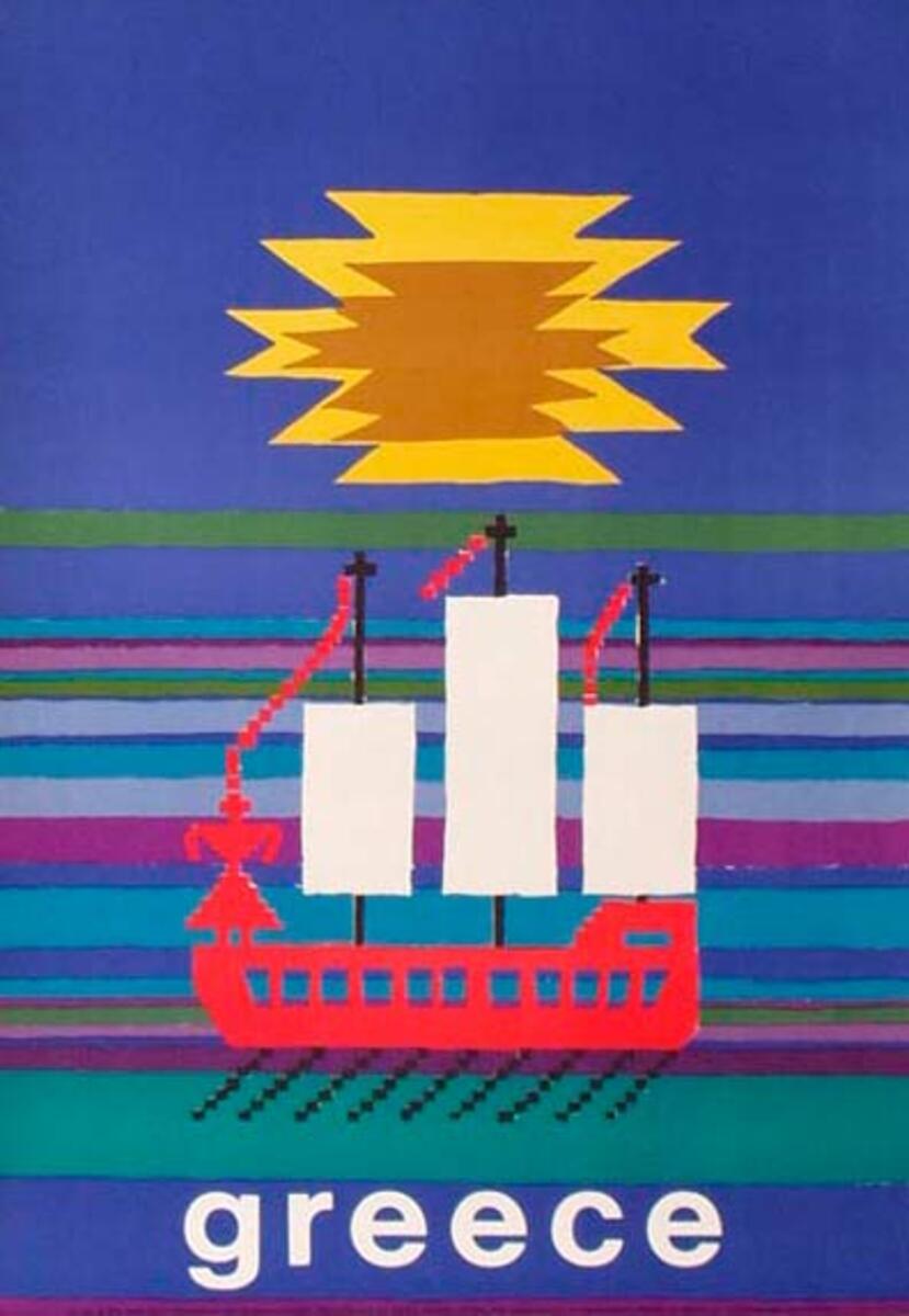 Greece Original Greek Travel Poster Boats 1963