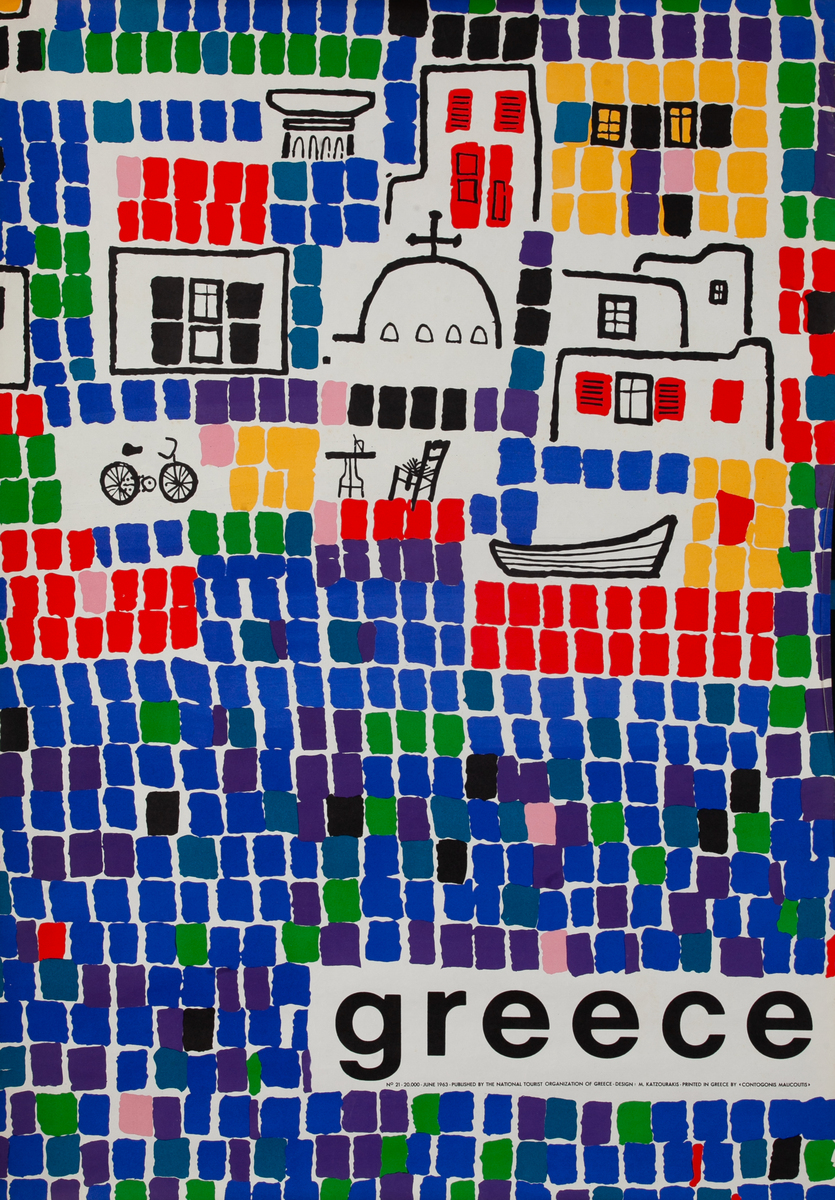 Greece Original Greek Travel Poster Mosaics