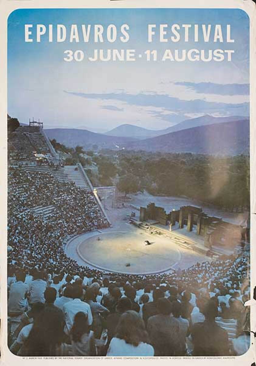 Epidavros Festival Original Greek Travel Poster