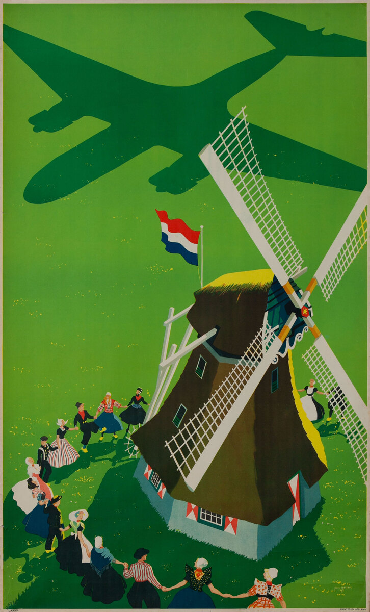 Holland Original Vintage Travel Poster Windmill
