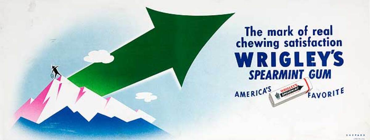 Original Vintage Advertisin  Poster Wrigleys Gum Mountain