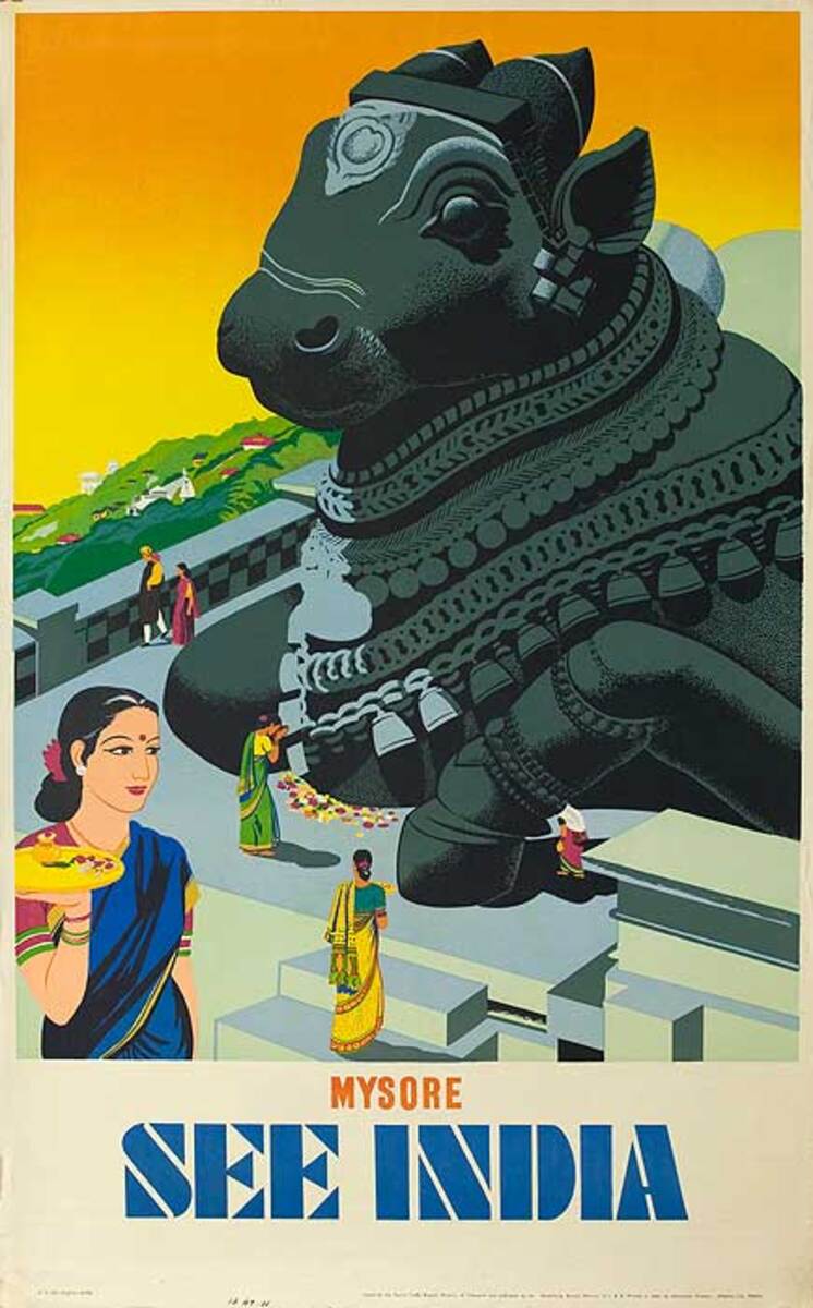 Mysore India Original Vintage Travel Poster 