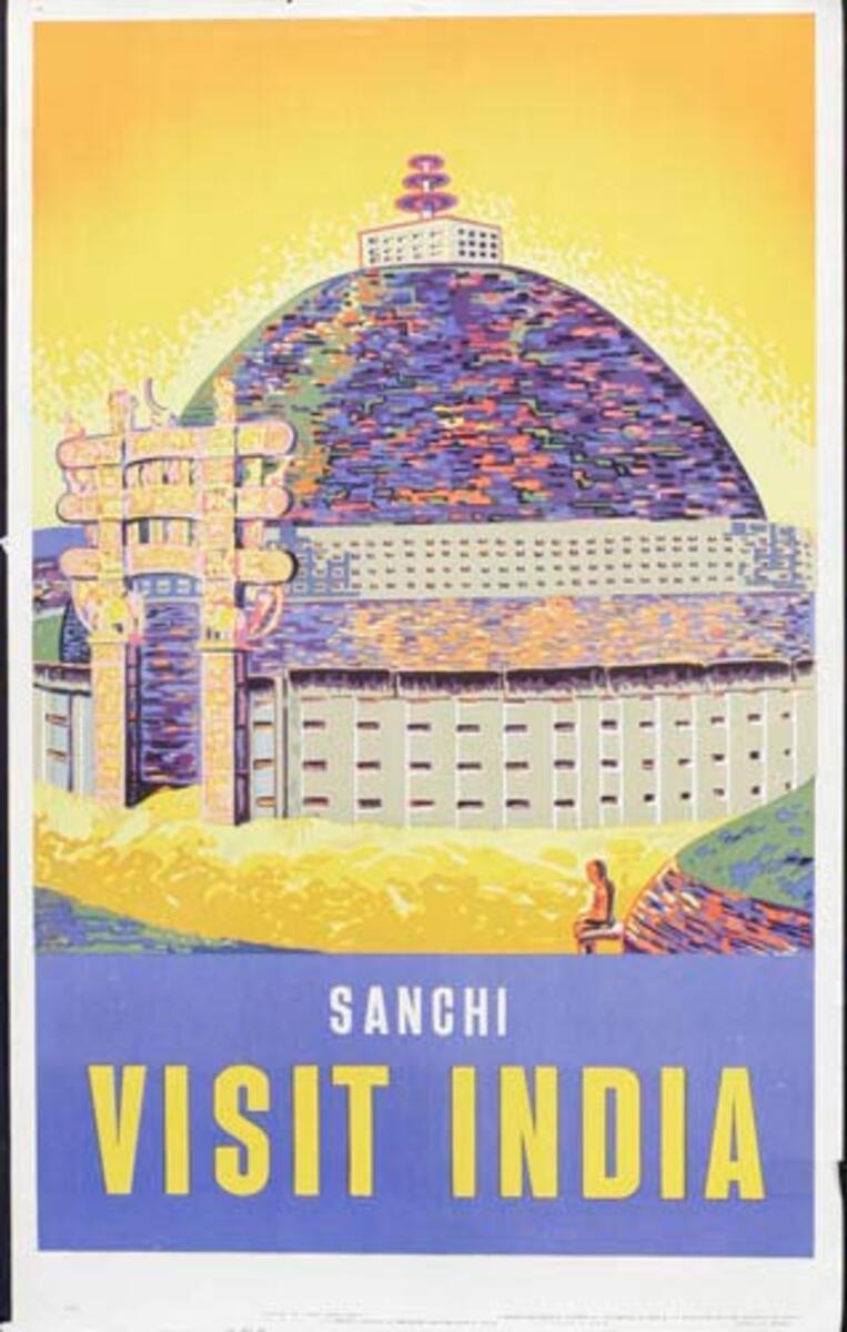 Sanchi India Original Vintage Travel Poster 