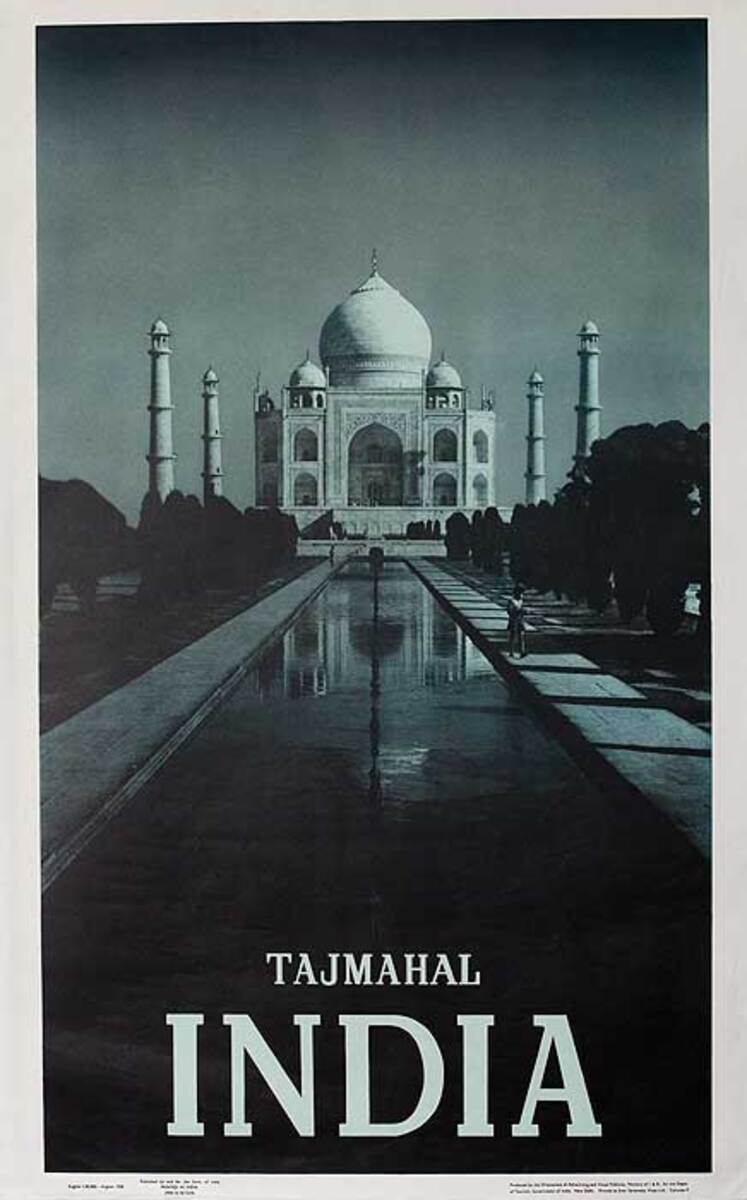 Taj Mahal photo India Original Vintage Travel Poster 