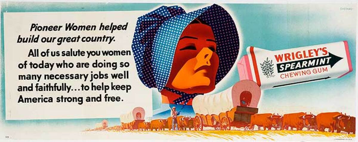 Wrigleys Gum Bus Card Original Advertising Poster Pioneer Woman