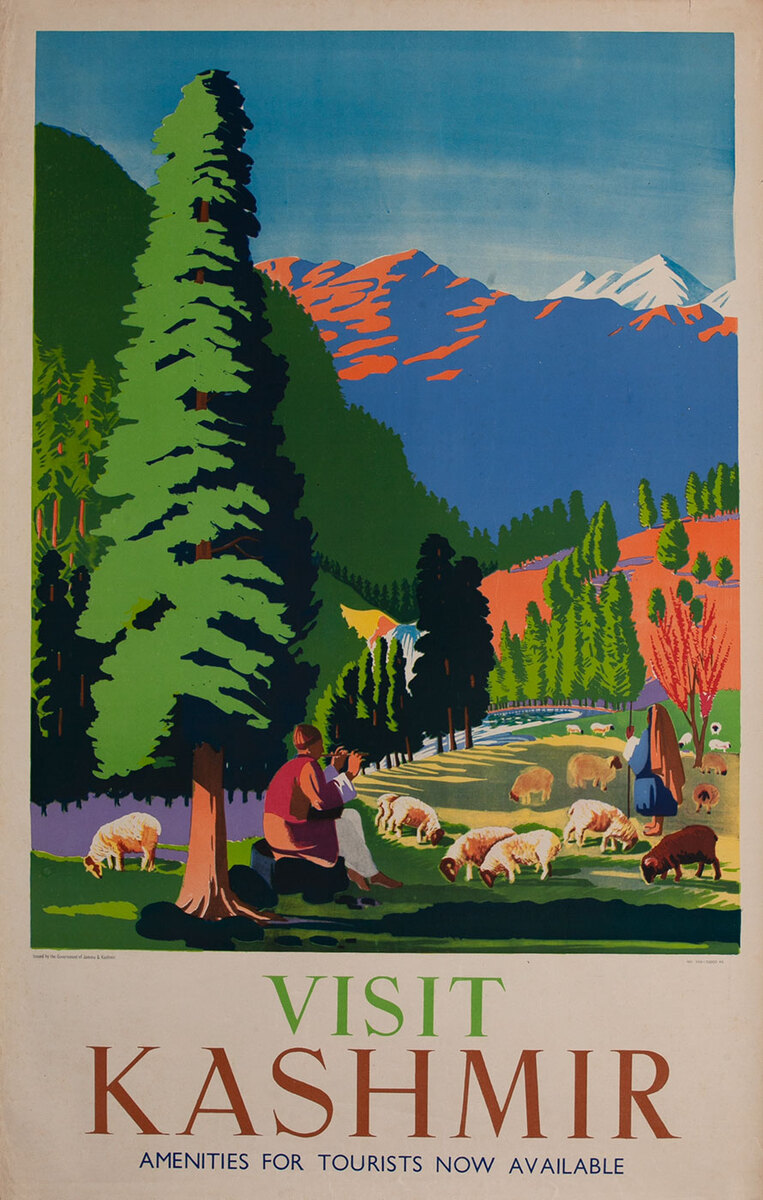 Visit Kashmir India Original Travel Poster