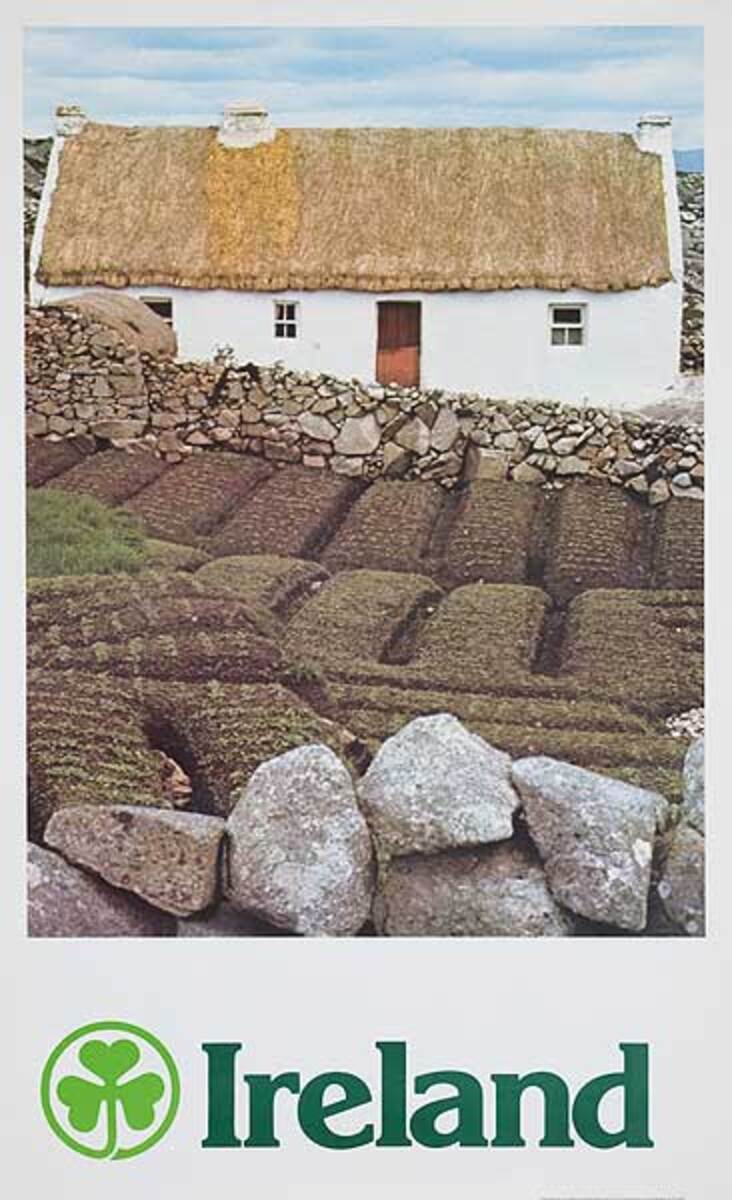 Ireland Thatched House Original Travel Poster