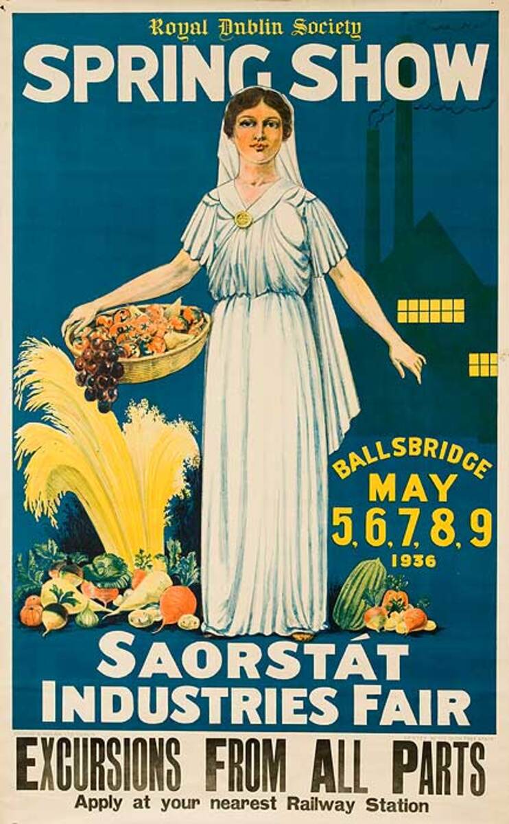 Royal Dublin Society Spring Show Saorstat Industraial Fair Original Irish Travel Poster