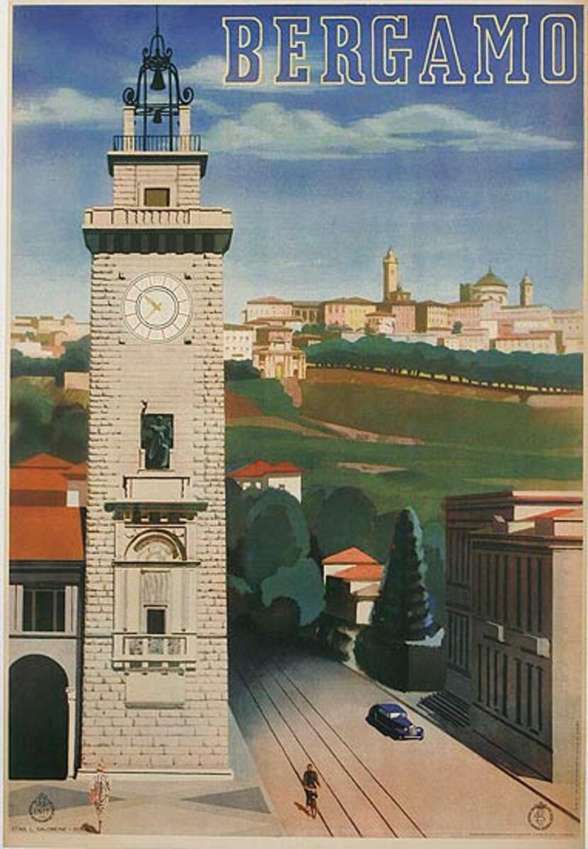 Bergamo Italy Original ENIT Travel Poster