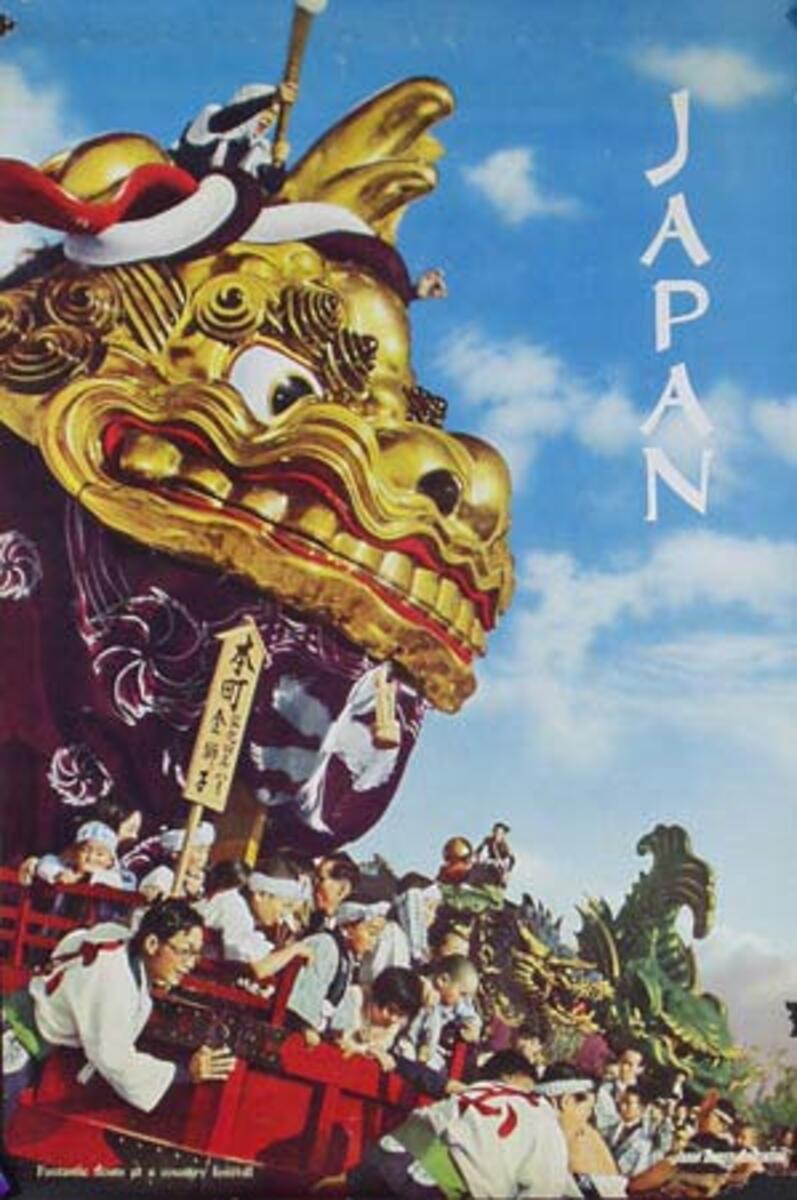 Japan Original Vintage Travel Poster Dragon