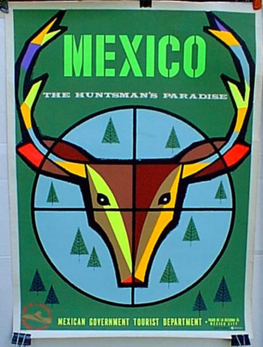 Mexico Original Vintage Travel Poster Hunting