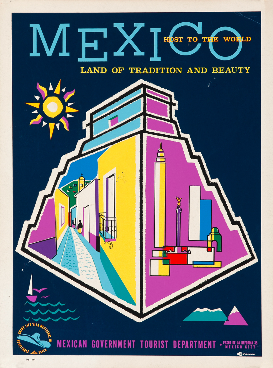 Mexico Host to the World Original Travel Poster Land of Tradition and Beauty