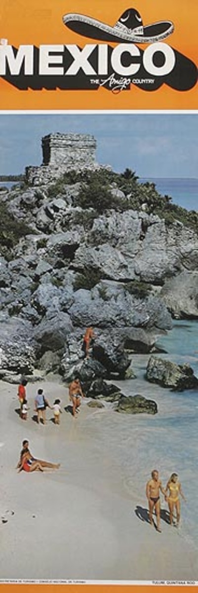 Mexico The Amigo Country Travel poster beach ruins
