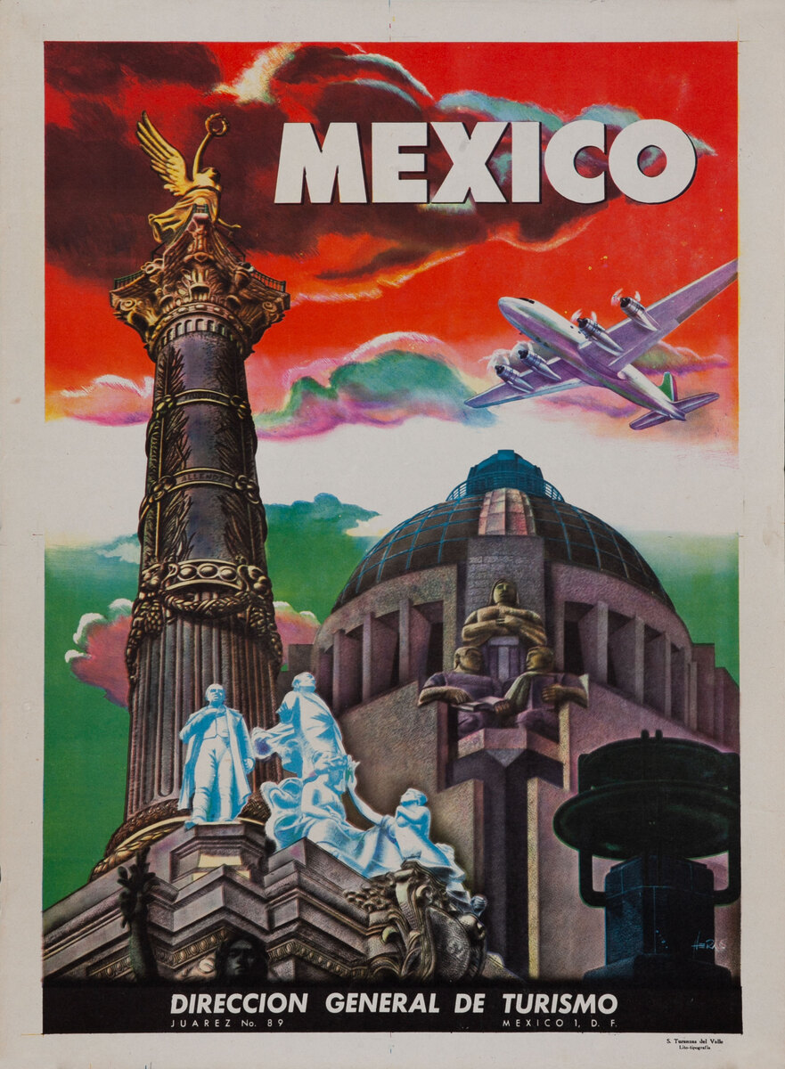 Mexico Travel Poster  Angel of Independence  - Monumento a la Independencia