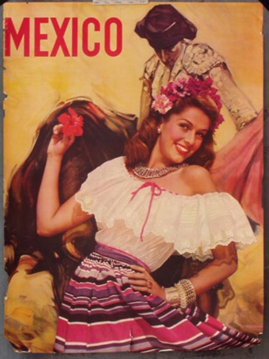 Mexico Original Vintage Travel Poster Bullfighter/ Dancer