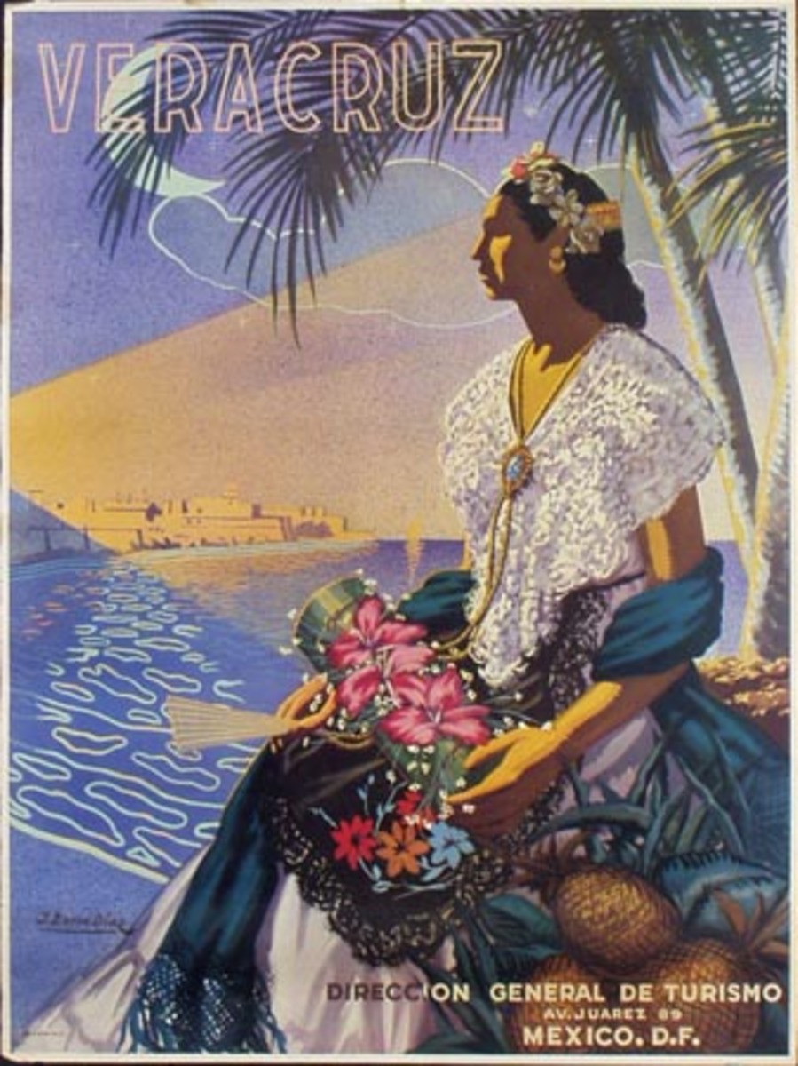 Vera Cruz Mexico Original Vintage Travel Poster