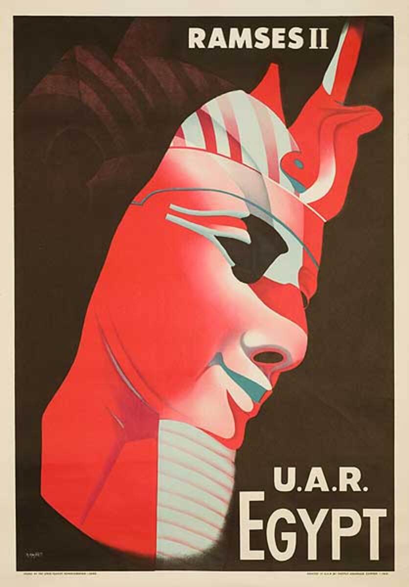 Ramses II Original Egypt UAR Travel Poster