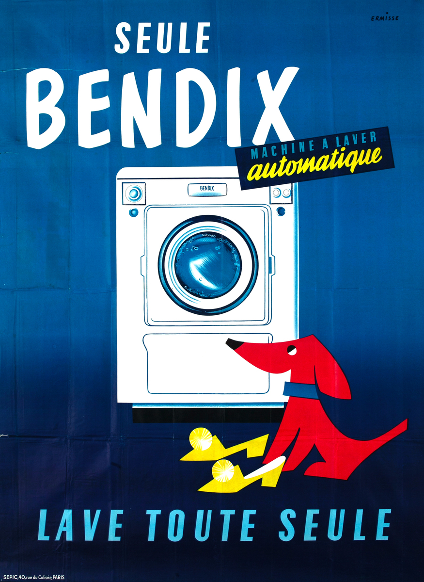 Bendix Washing Machine Dog Original Advertisng Poster
