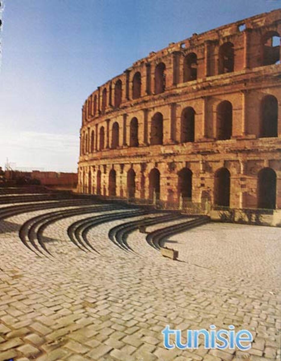 Original Tunisia Travel Poster Colosseum