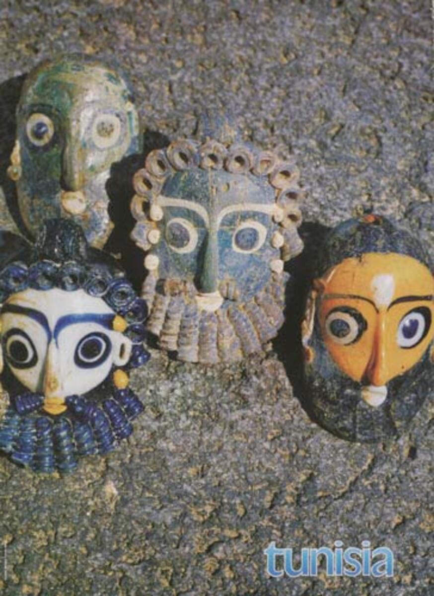 Original Tunisia Travel Poster Masks