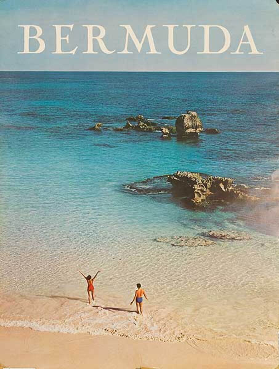 Bermuda Travel Poster Couple on Beach Photo
