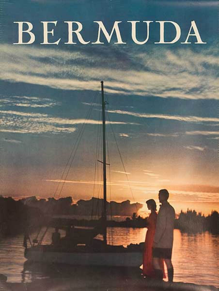 Bermuda Travel Poster Couple at Sunset Photo