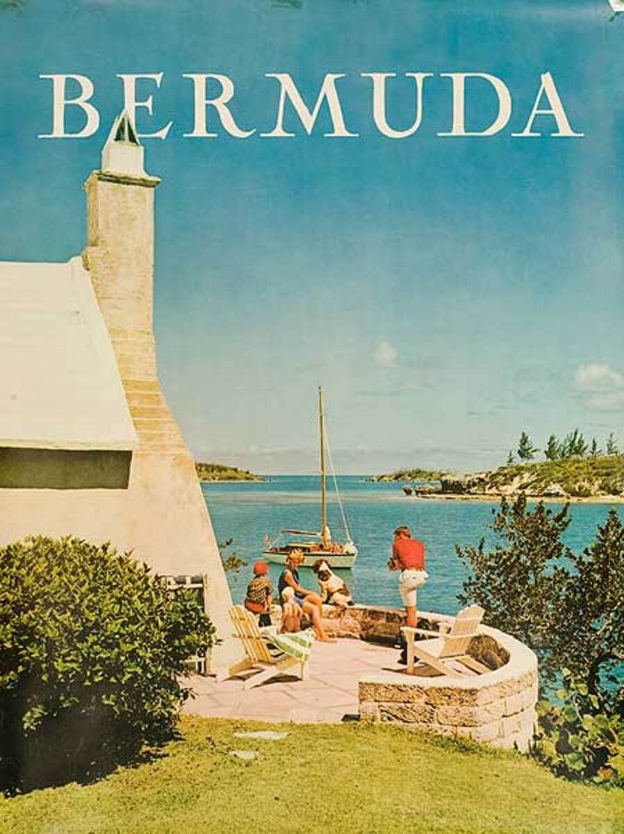 Bermuda Travel Poster Family on Patio Photo