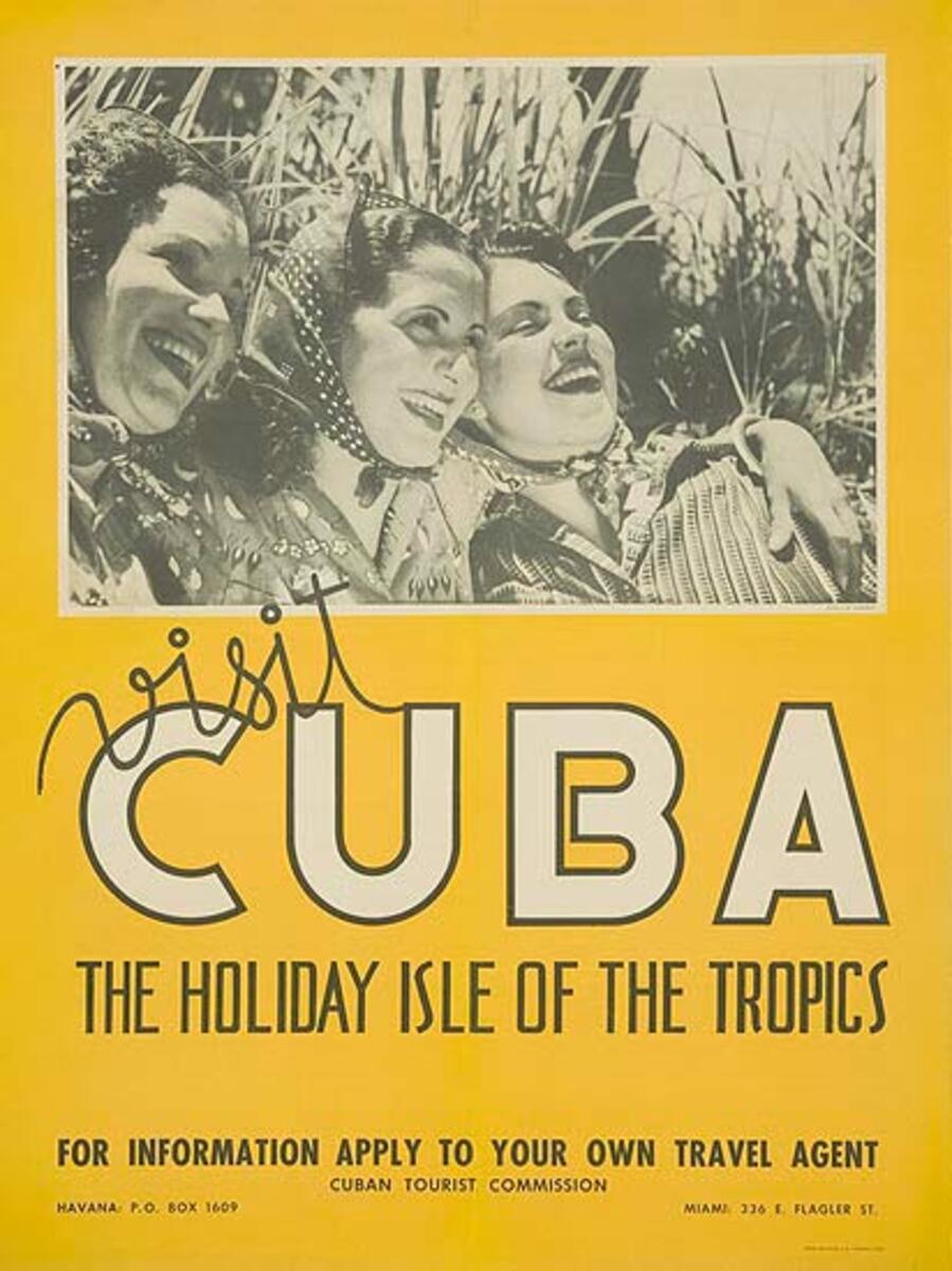 Visit Cuba The Holiday Isle of The Tropics Original pre-Castro Travel Poster